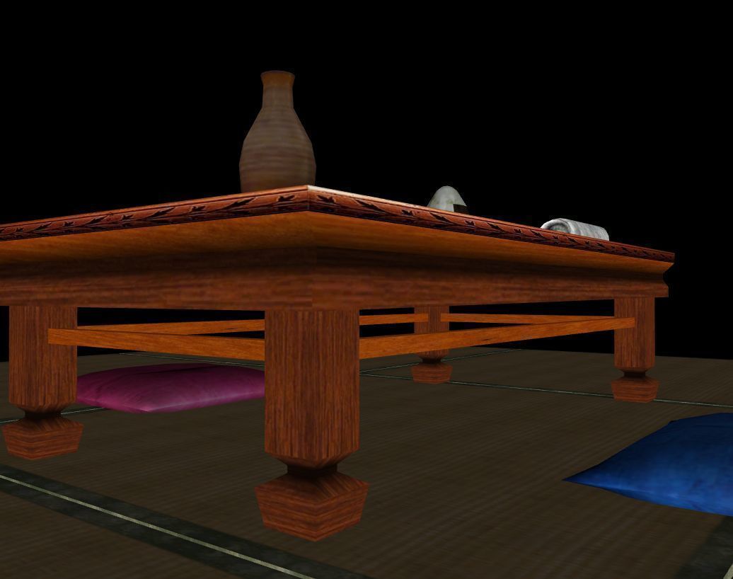 Asian table  Low-poly 3D model_6