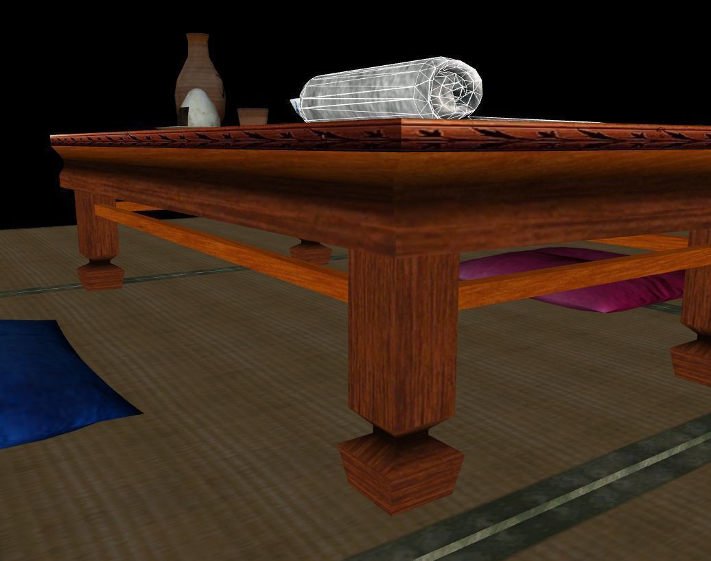 Asian table  Low-poly 3D model_5
