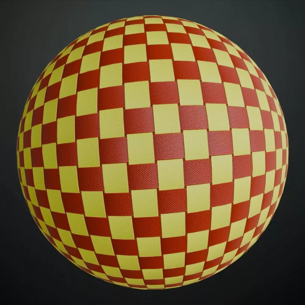 Yellow Red Fabric Nylon Weave Checkerboard Pattern PBR Seamless Texture