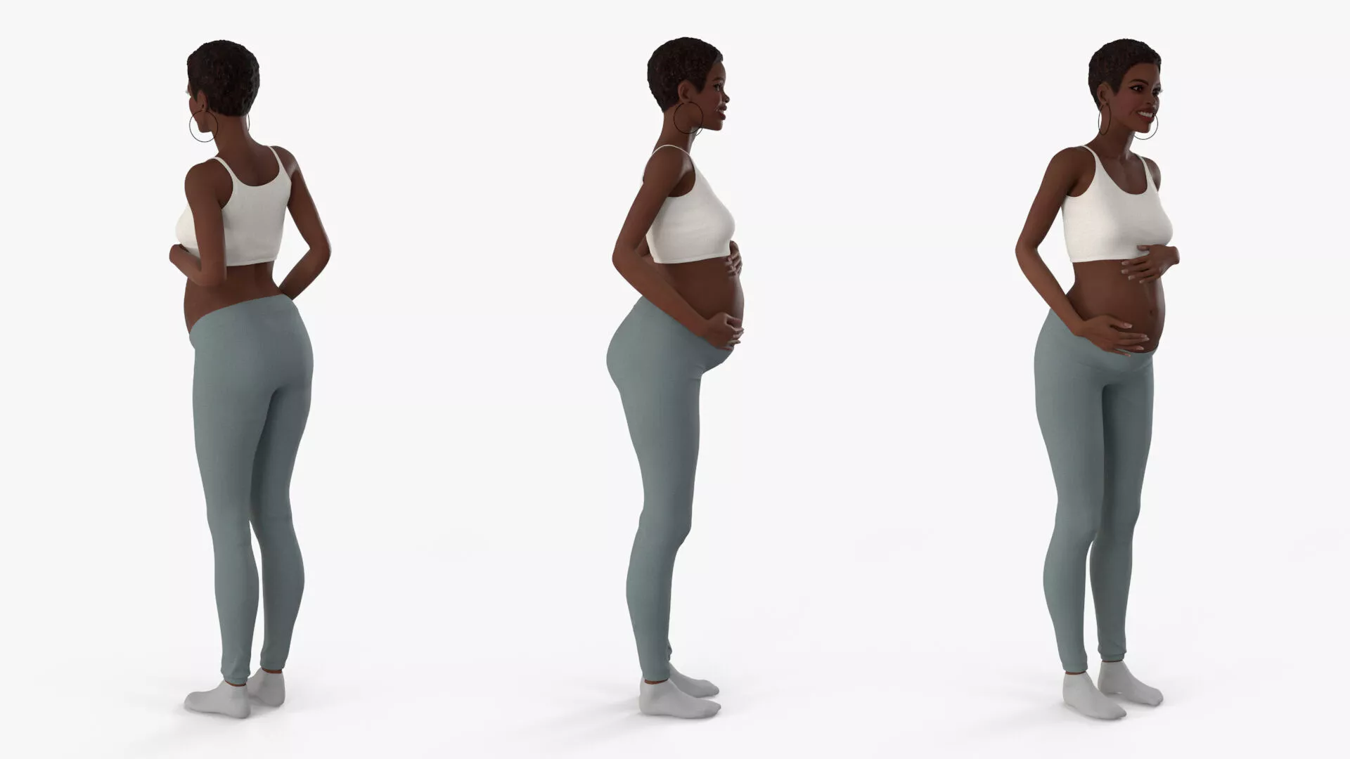 African Pregnant Woman Rigged 3D model