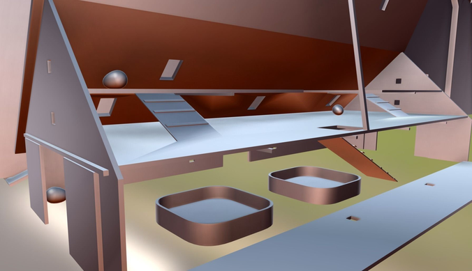 high detailed 3 floor big large barn with henhouse