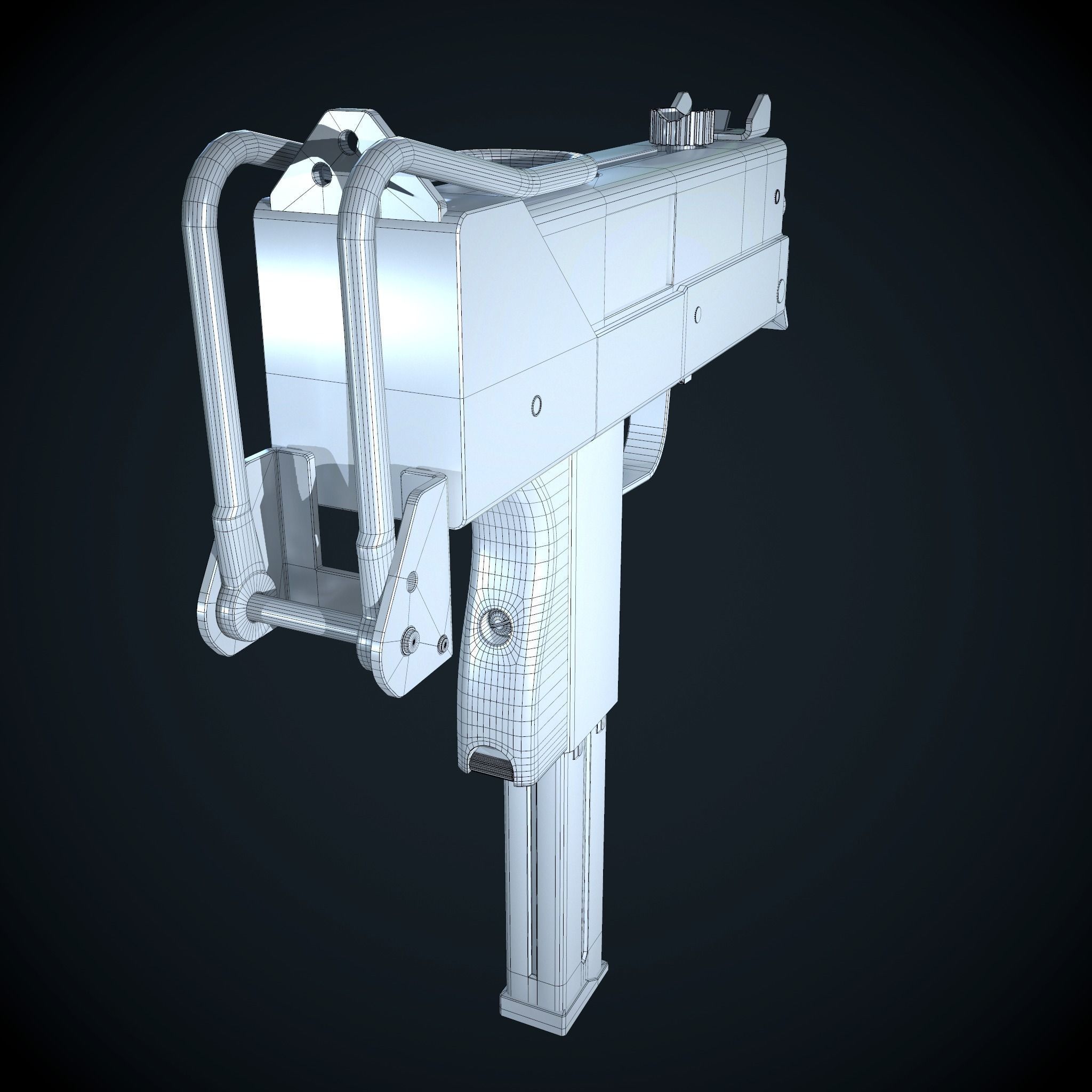 Mac 10 Low-poly 3D model_7