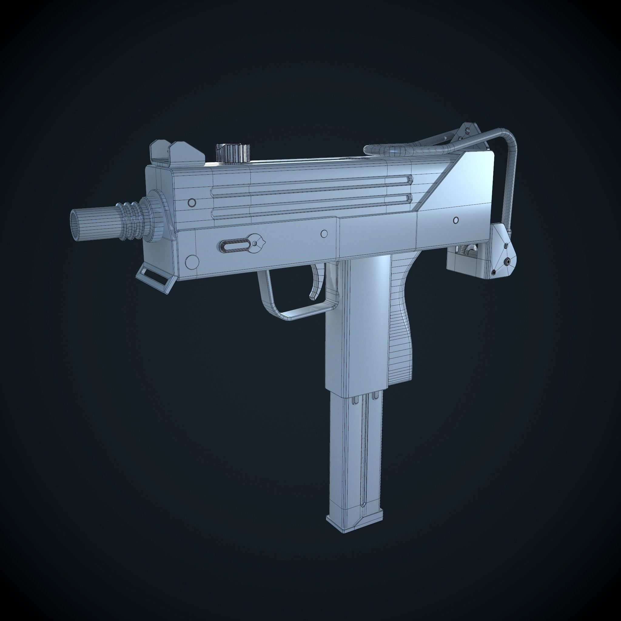 Mac 10 Low-poly 3D model_5