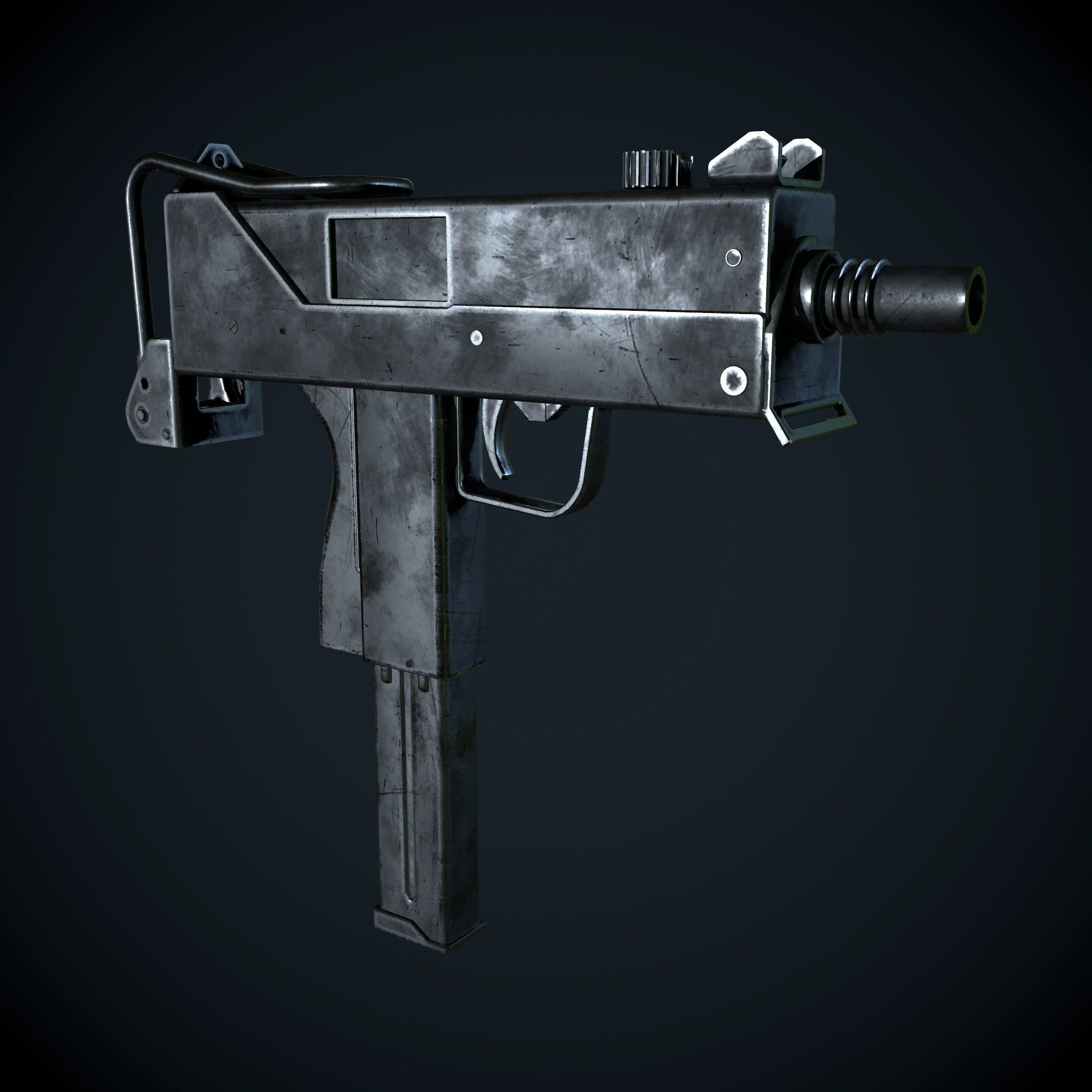 Mac 10 Low-poly 3D model_3