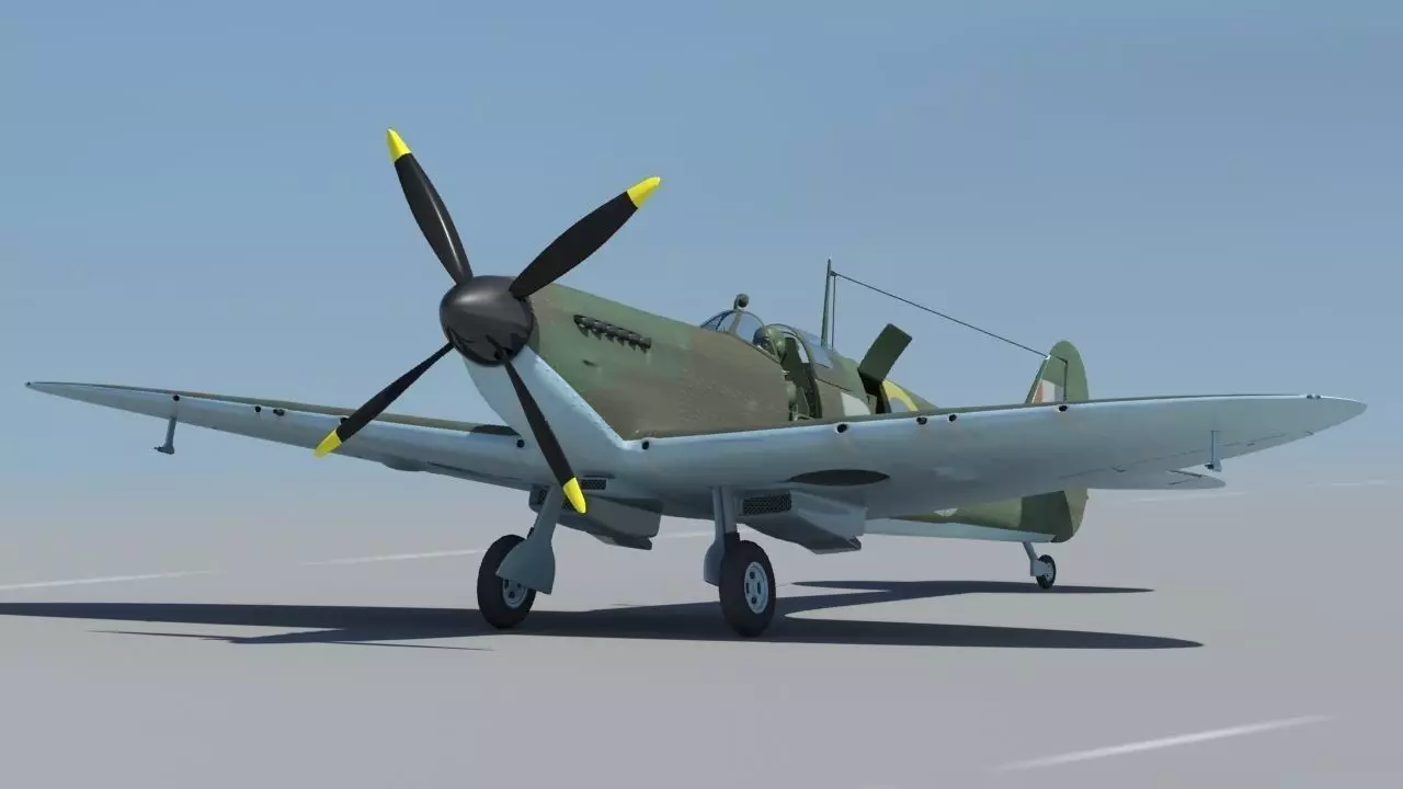 Spitfire wwii fighter plane 3D model_0