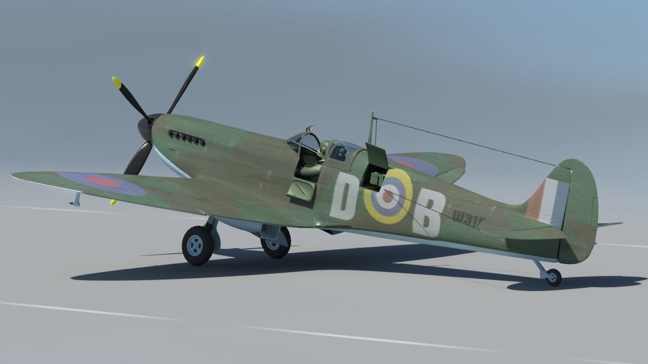 Spitfire wwii fighter plane 3D model_1