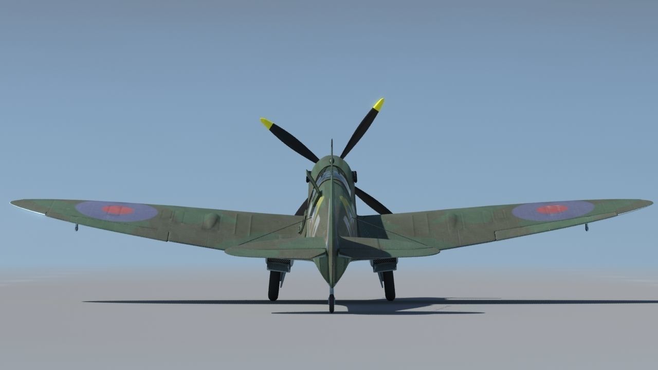 Spitfire wwii fighter plane 3D model_2