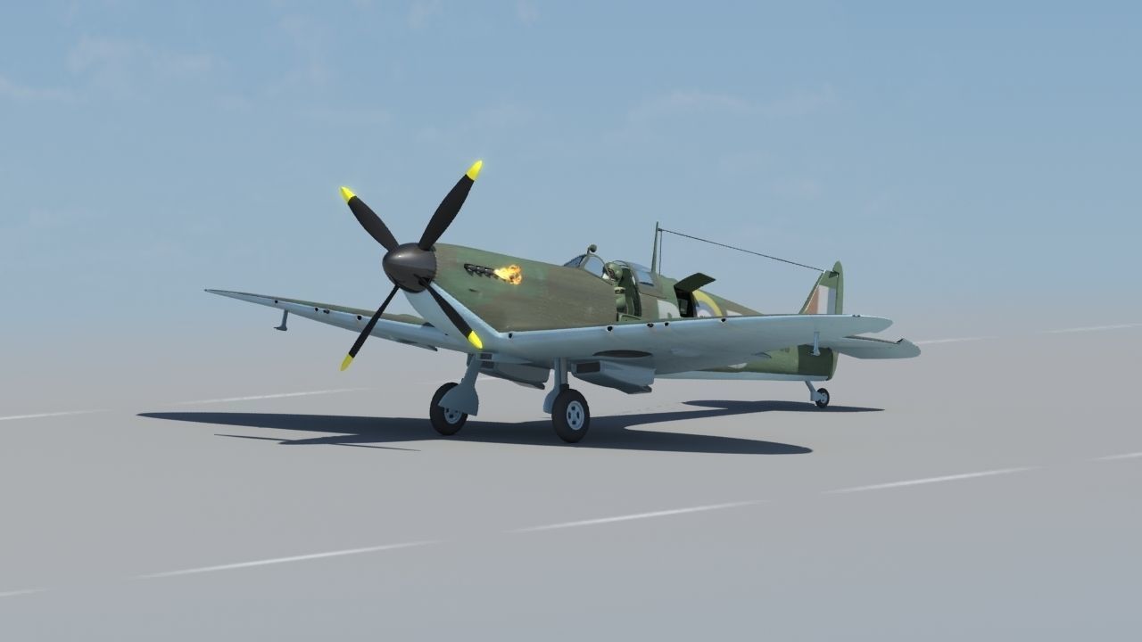 Spitfire wwii fighter plane 3D model_3