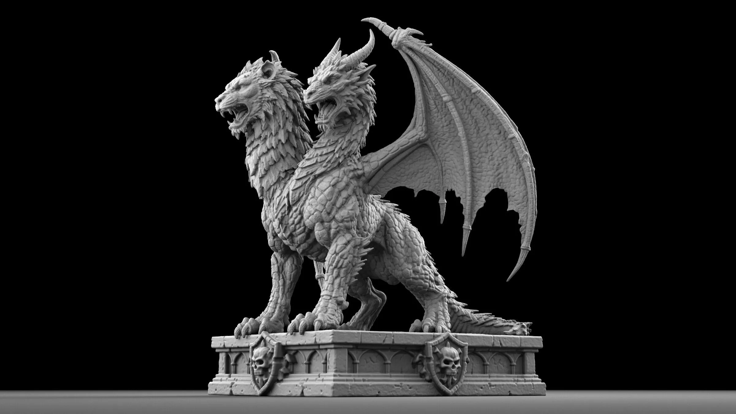 Gothic Chimera Gargoyle Statue 3D print model