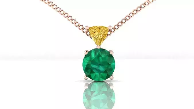 yellow triangle and round emerald high jewelry pendant