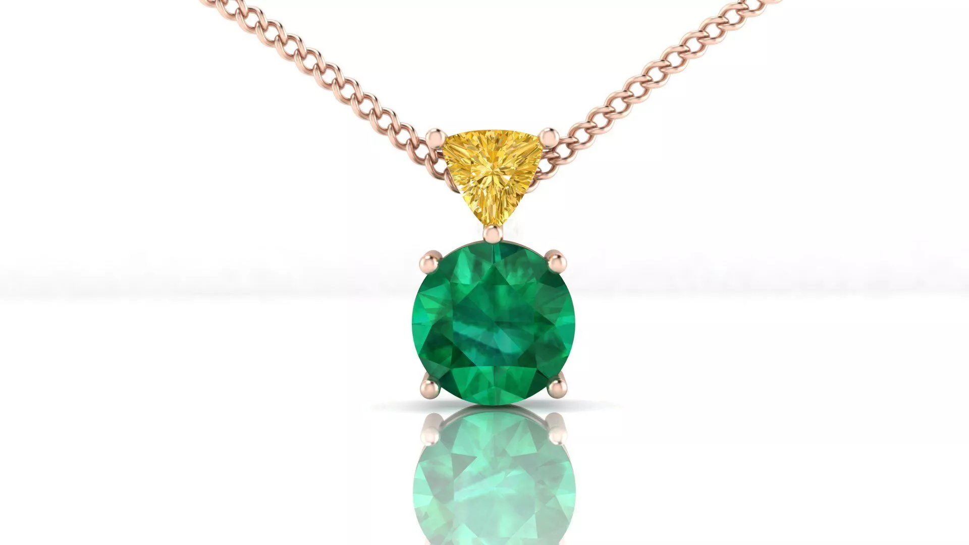 yellow triangle and round emerald high jewelry pendant 3D print model