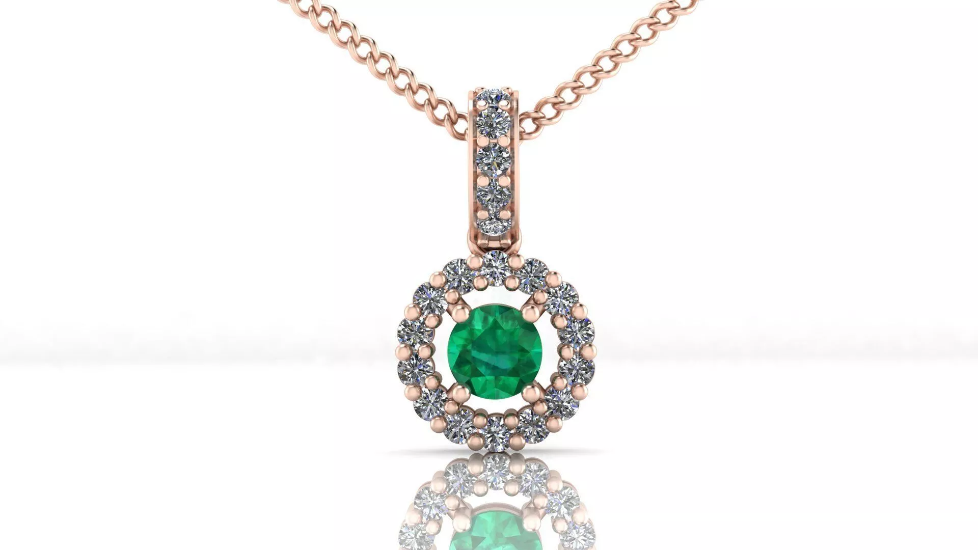 round emerald halo high jewelry pendant 3D print model