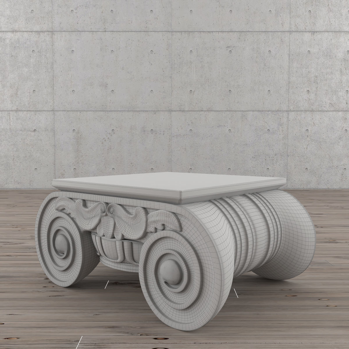 DISTRESSED IONIC CAPITAL COFFEE TABLE 3D model_2