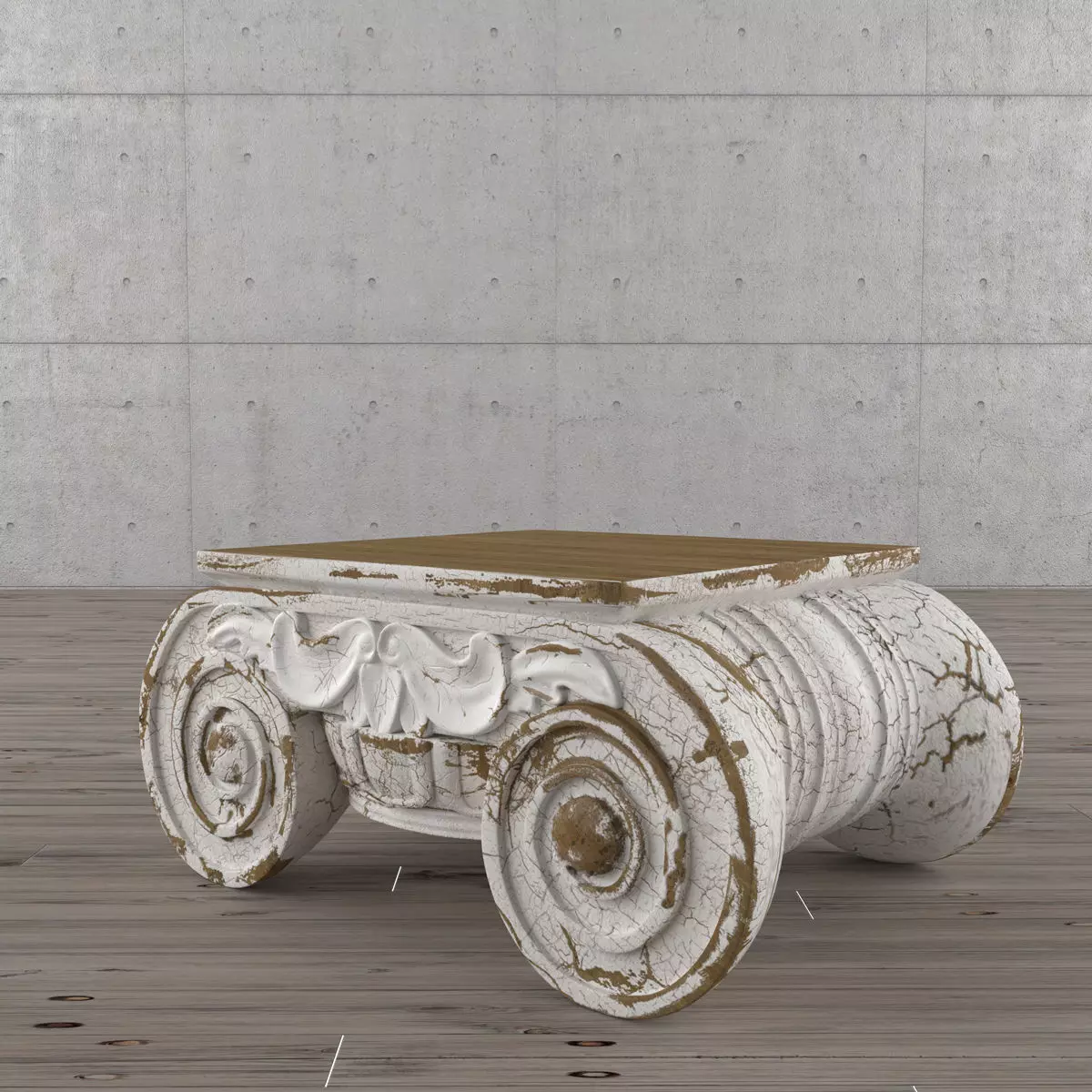 DISTRESSED IONIC CAPITAL COFFEE TABLE 3D model_0