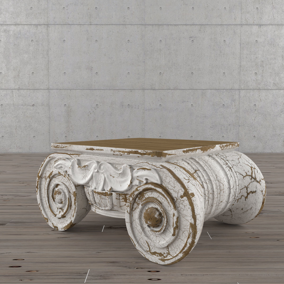 DISTRESSED IONIC CAPITAL COFFEE TABLE 3D model_1