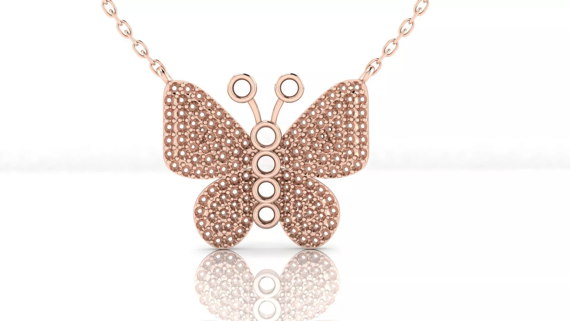 butterfly pave setting high jewelry pendant 3D print model