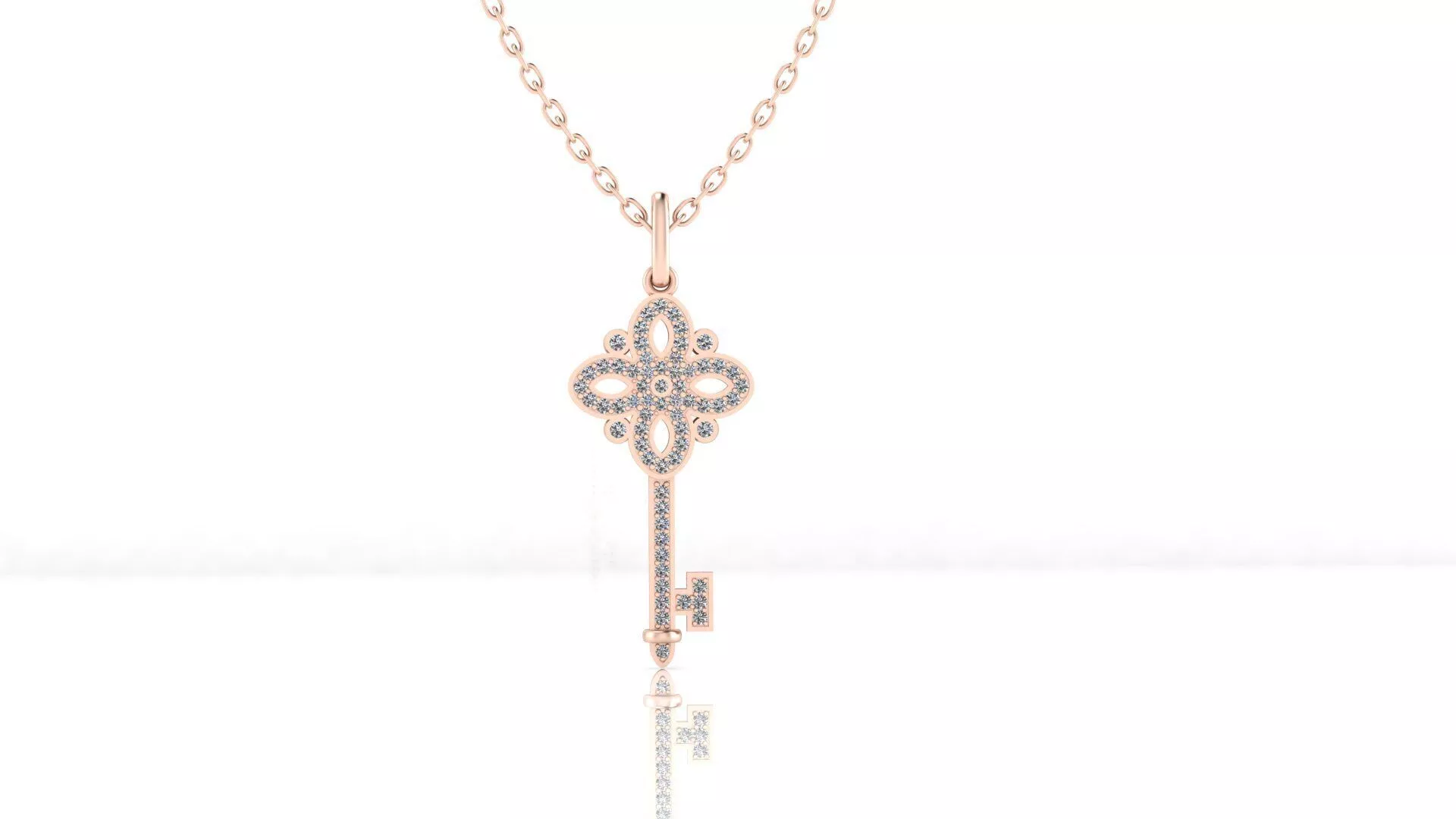 round diamond key high jewelry pendant 3D print model