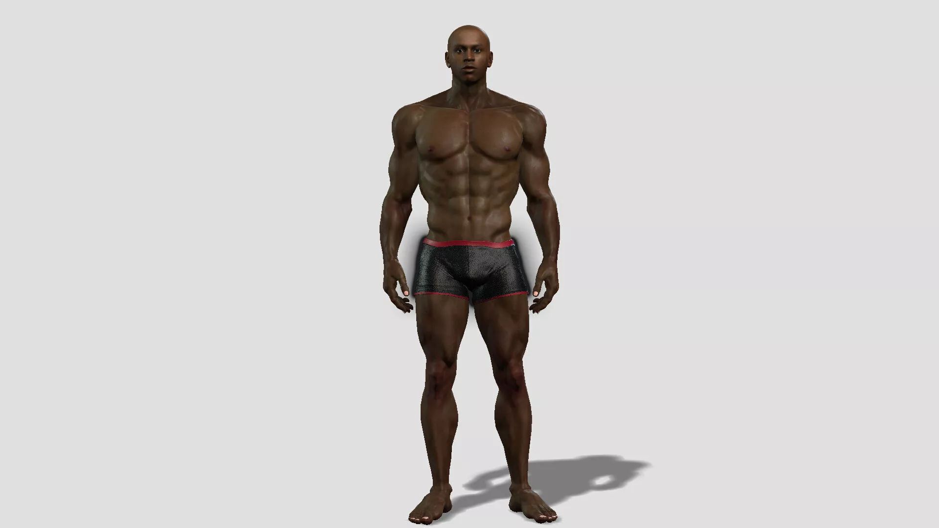 Athletic Black Man Character Game Ready 3D model