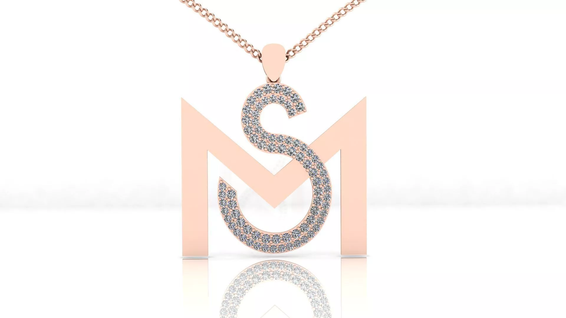 M S pave setting high jewelry pendant 3D print model
