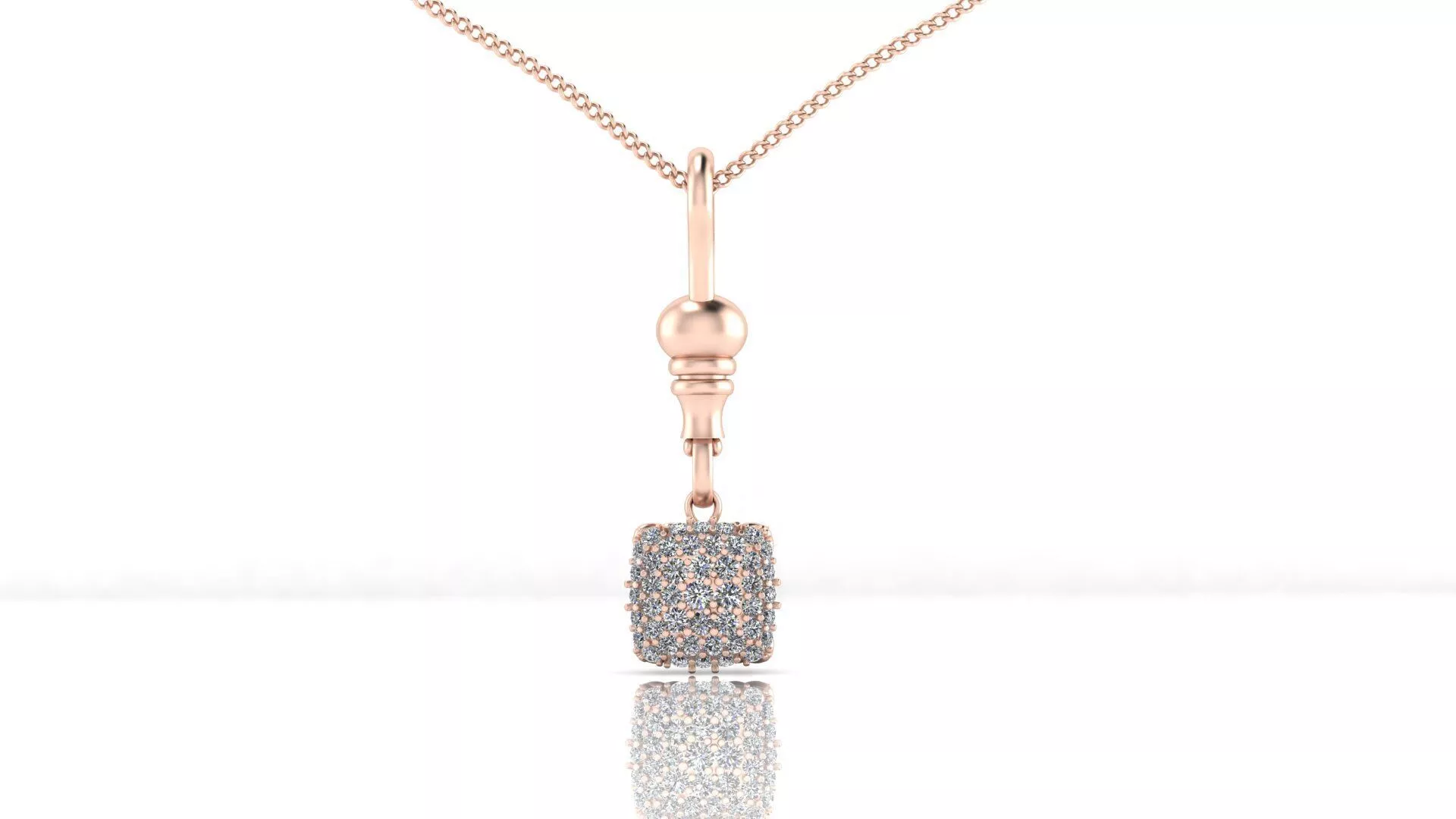 cushion pave setting high jewelry pendant 3D print model