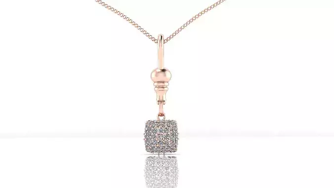 cushion pave setting high jewelry pendant