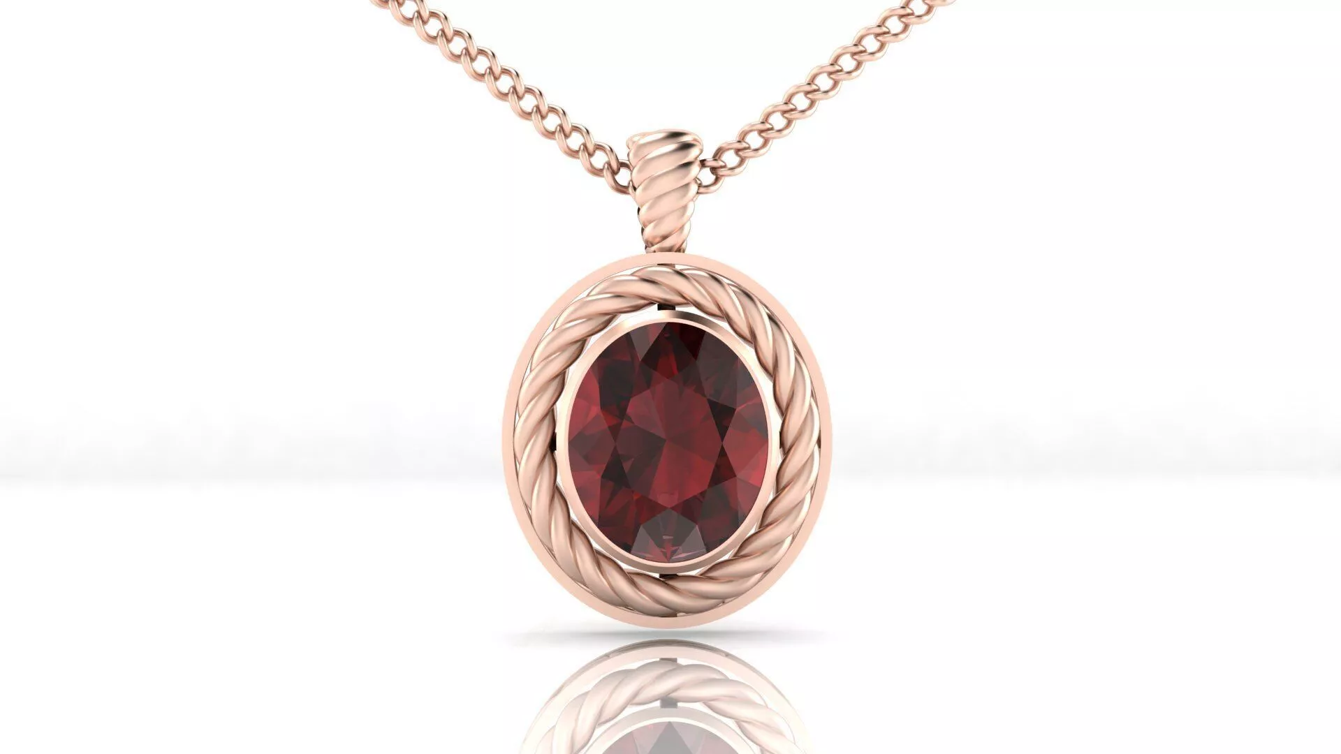 oval bezel setting halo rope jewelry pendant 3D print model