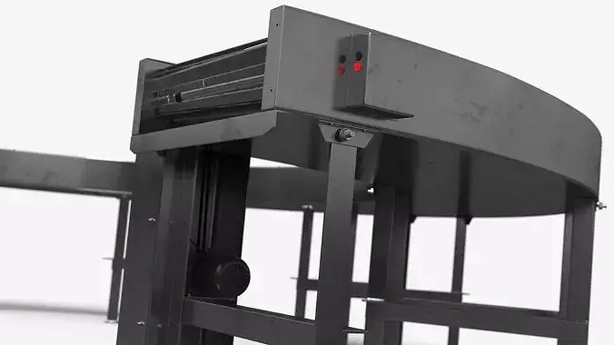 Extended Roller Conveyor Curve with Steel Rollers 3D model 7