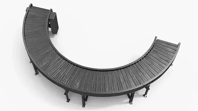 Extended Roller Conveyor Curve with Steel Rollers 3D model 4