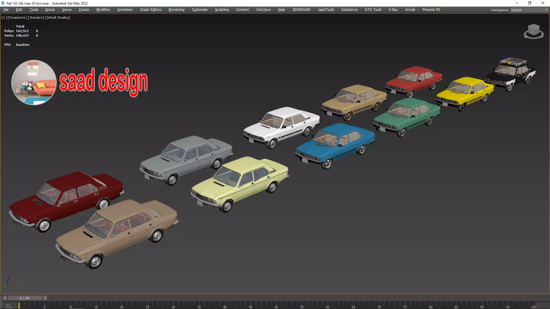 fiat 132 all low 3ds max and lumion 3D model
