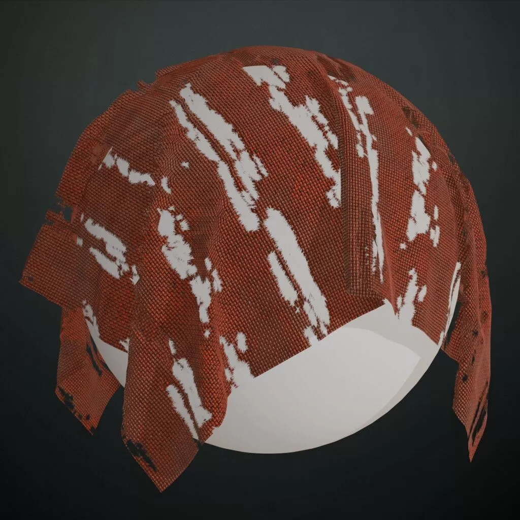 Damaged Red Fabric Polyester Torn Mesh Pattern PBR Seamless Texture