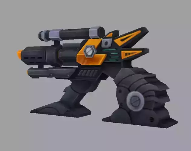 machine gun Low-poly 3D model