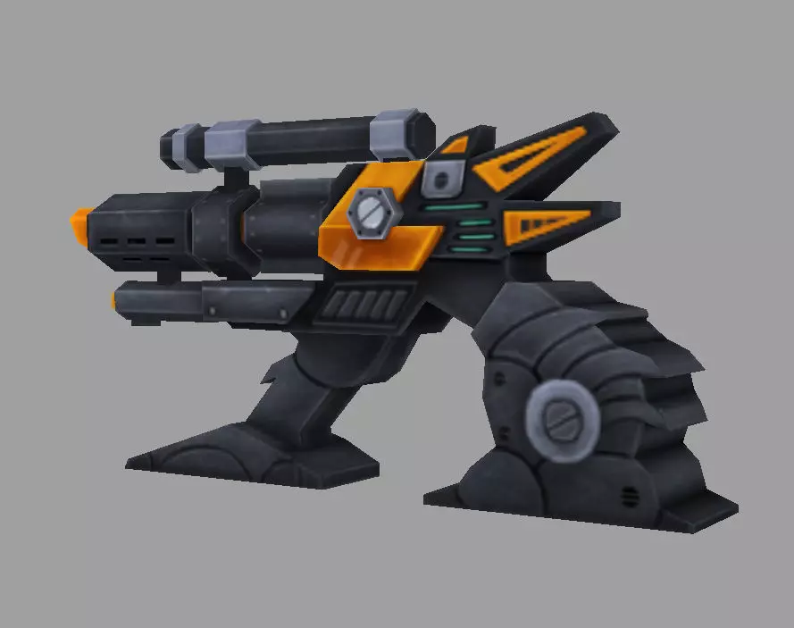 machine gun Low-poly 3D model_0