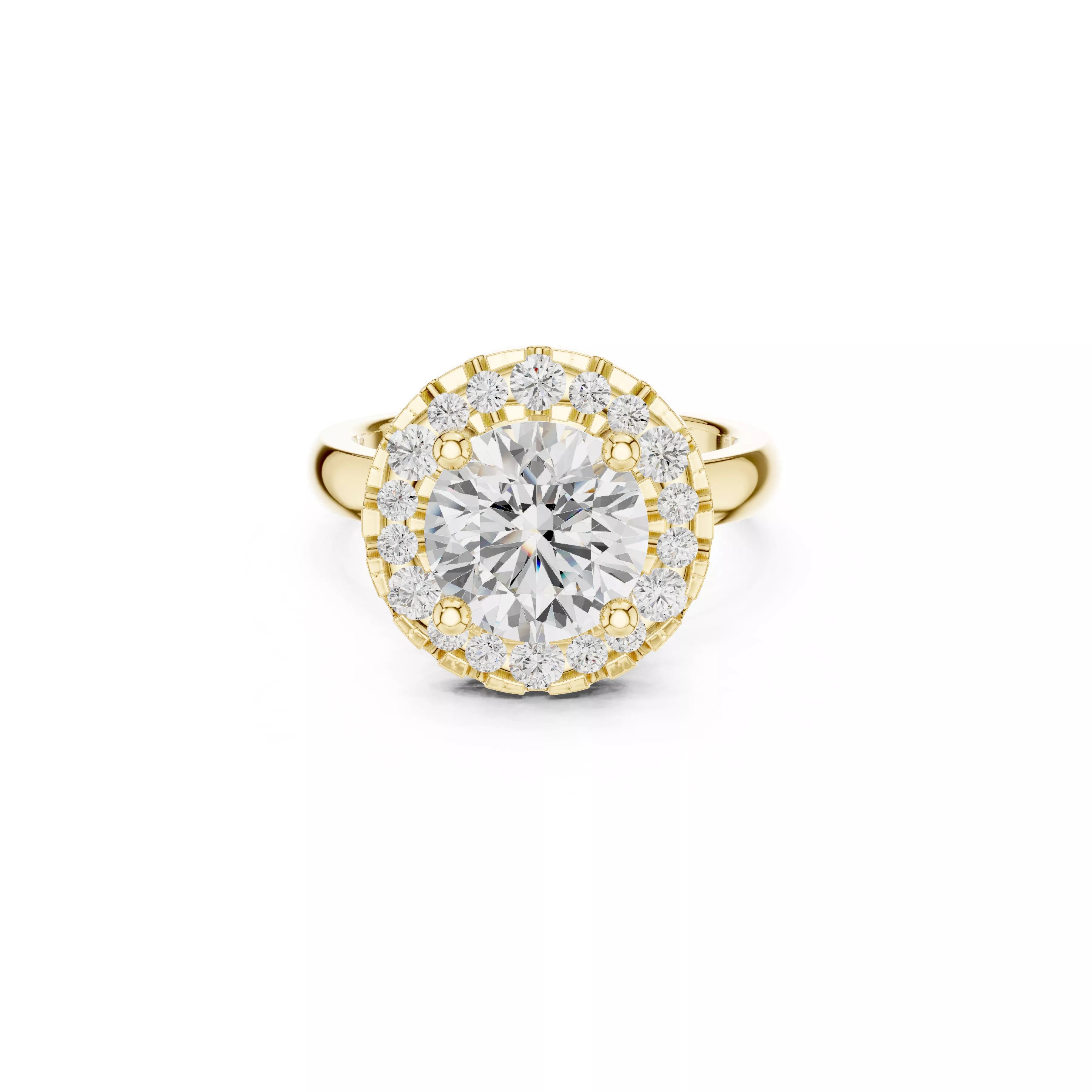 Halo Engagement Ring Vintage Milgrain Diamond Ring CAD 3D print model
