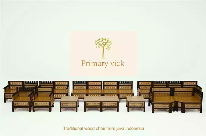 Traditional wood chair from indonesia 3D model