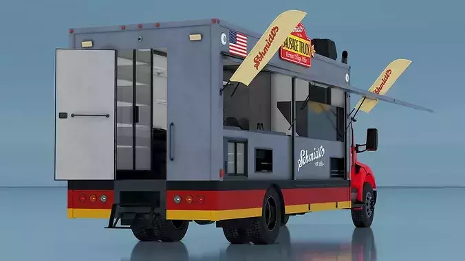 Schmidt Sausage Truck Food Rigged 3D model 7