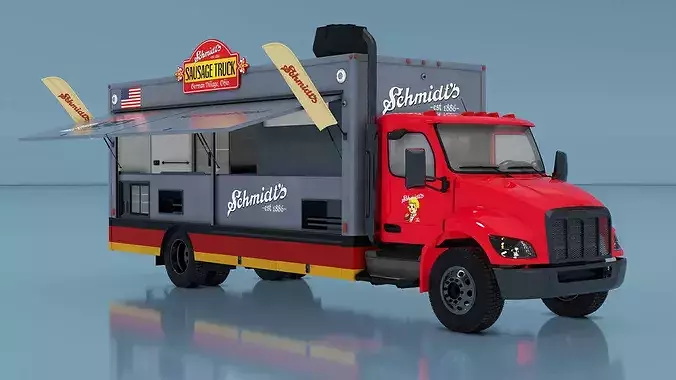 Schmidt Sausage Truck Food Rigged 3D model 6