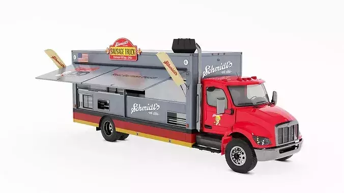 Schmidt Sausage Truck Food Rigged 3D model 2