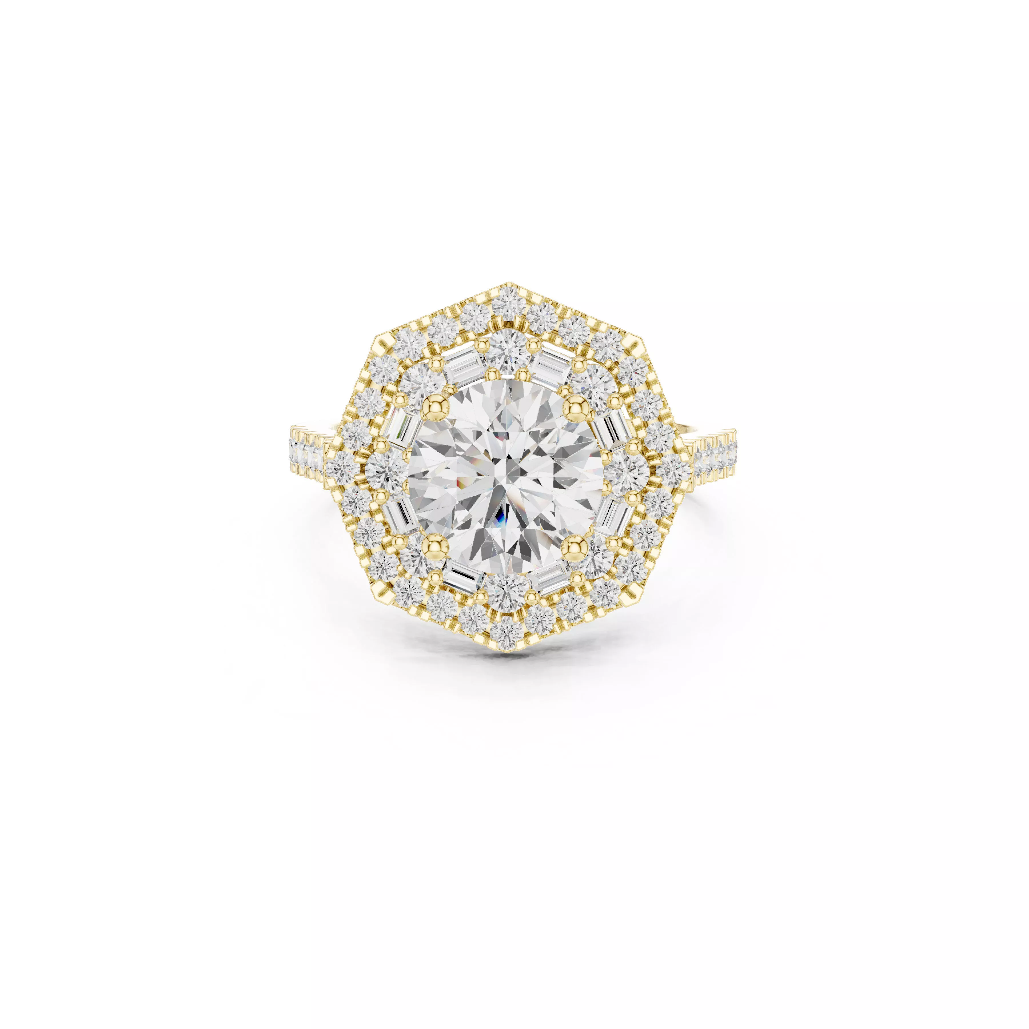 Halo Engagement Ring Round Diamond Art Deco Bridal Ring CAD 3D print model