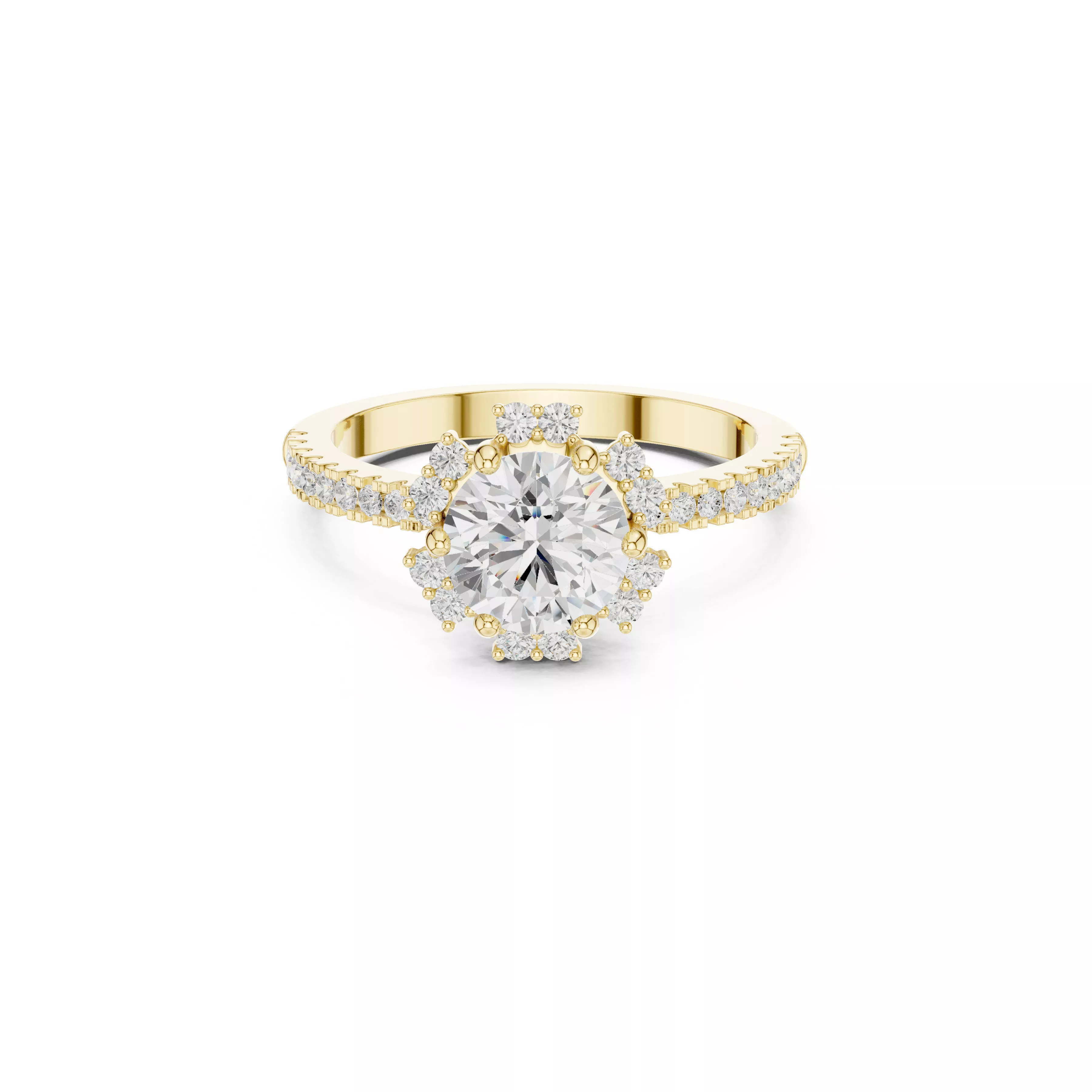 Oval Diamond Cluster Engagement Ring Solitaire Halo Bridal Ring 3D print model