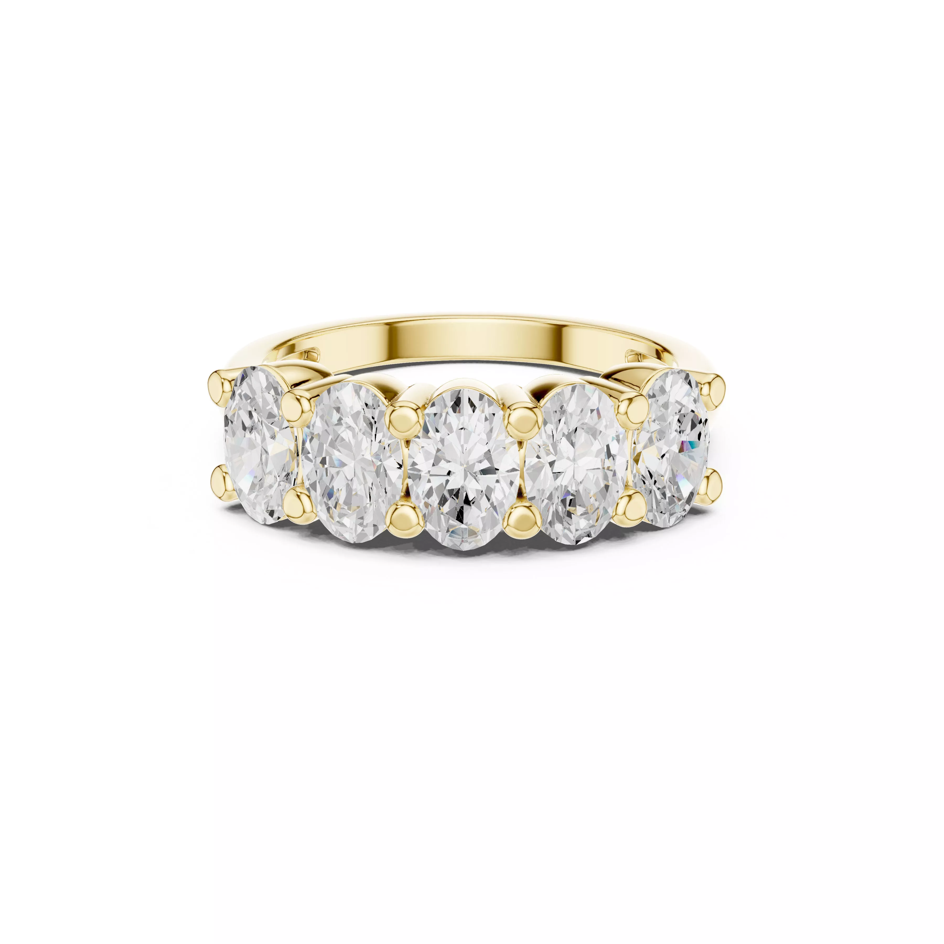 Five Stone Oval Diamond Ring Classic Oval Anniversary Band CAD 3D print model
