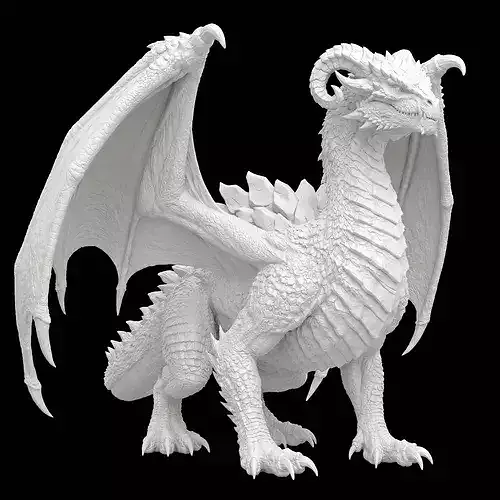 3D Printable Majestic Horned Dragon Model High Detail
