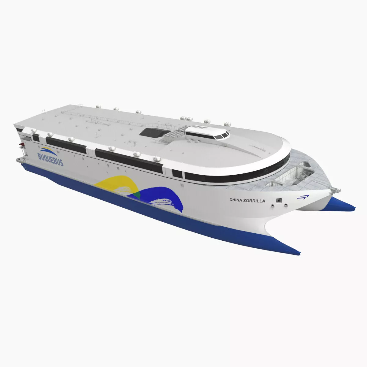 China Zorrilla Twin-Hull Passenger Ship Rigged for Cinema 4D 3D model