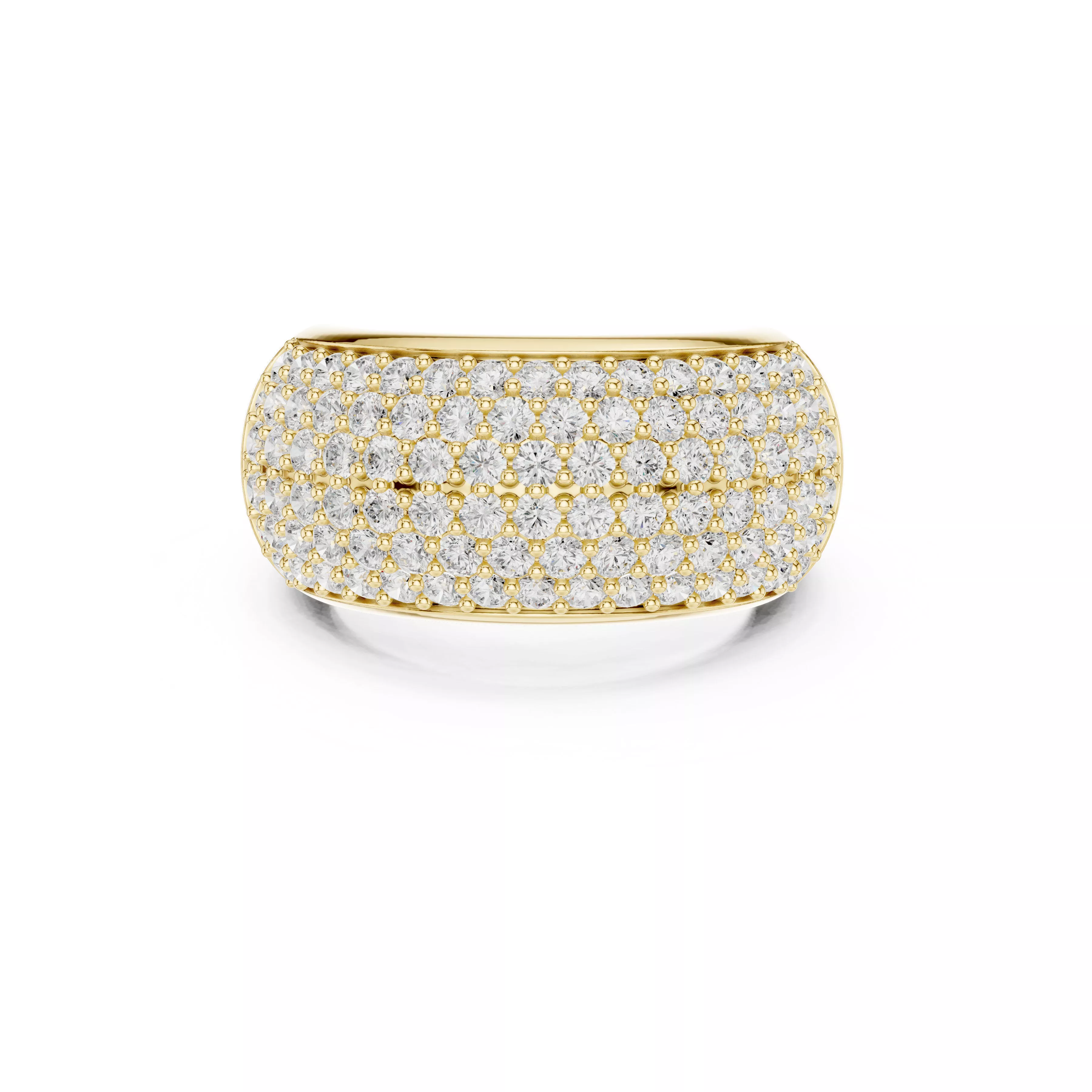 Pave Dome Ring Wide Luxury Diamond Statement Ring CAD 3D print model