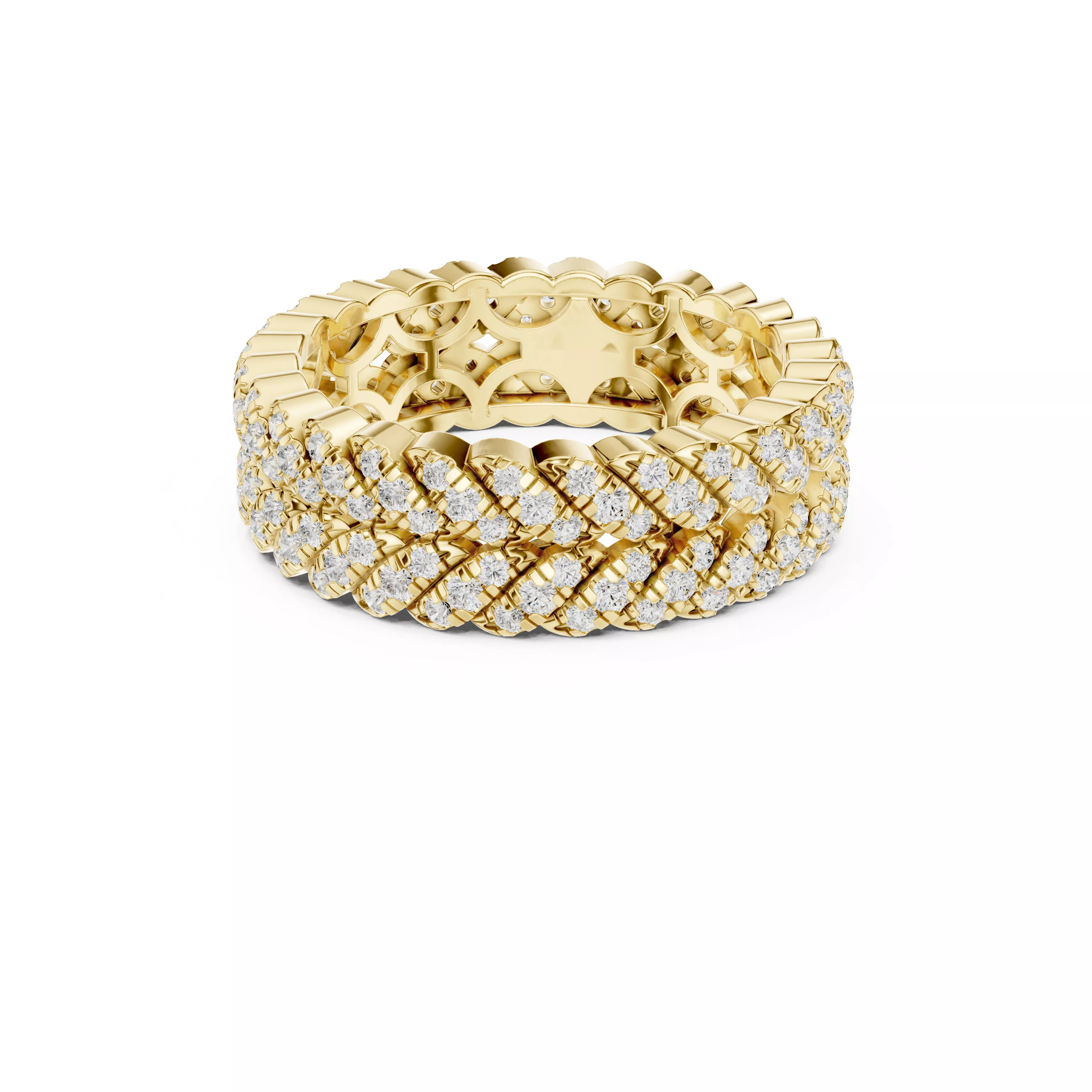 Eternity Luxury Criss Cross Diamond Wedding Band CAD 3D print model