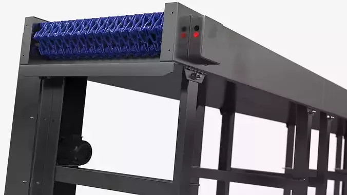 Straight Food Conveyor with Meat Packages on Belt 3D model 7