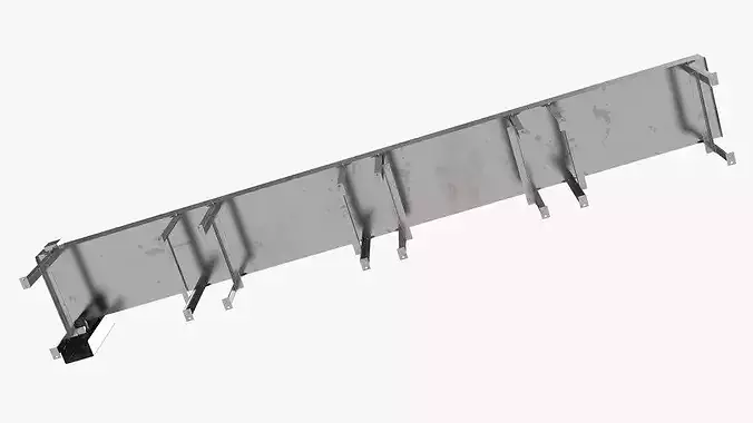 Straight Food Conveyor with Meat Packages on Belt 3D model 5
