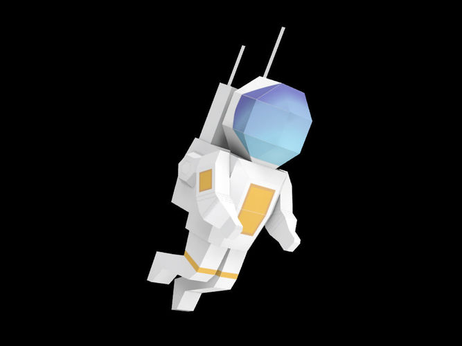 Astronaut flying in space Low-poly 3D model