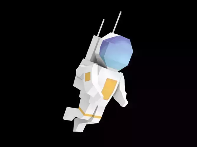 Astronaut flying in space Low-poly 3D model