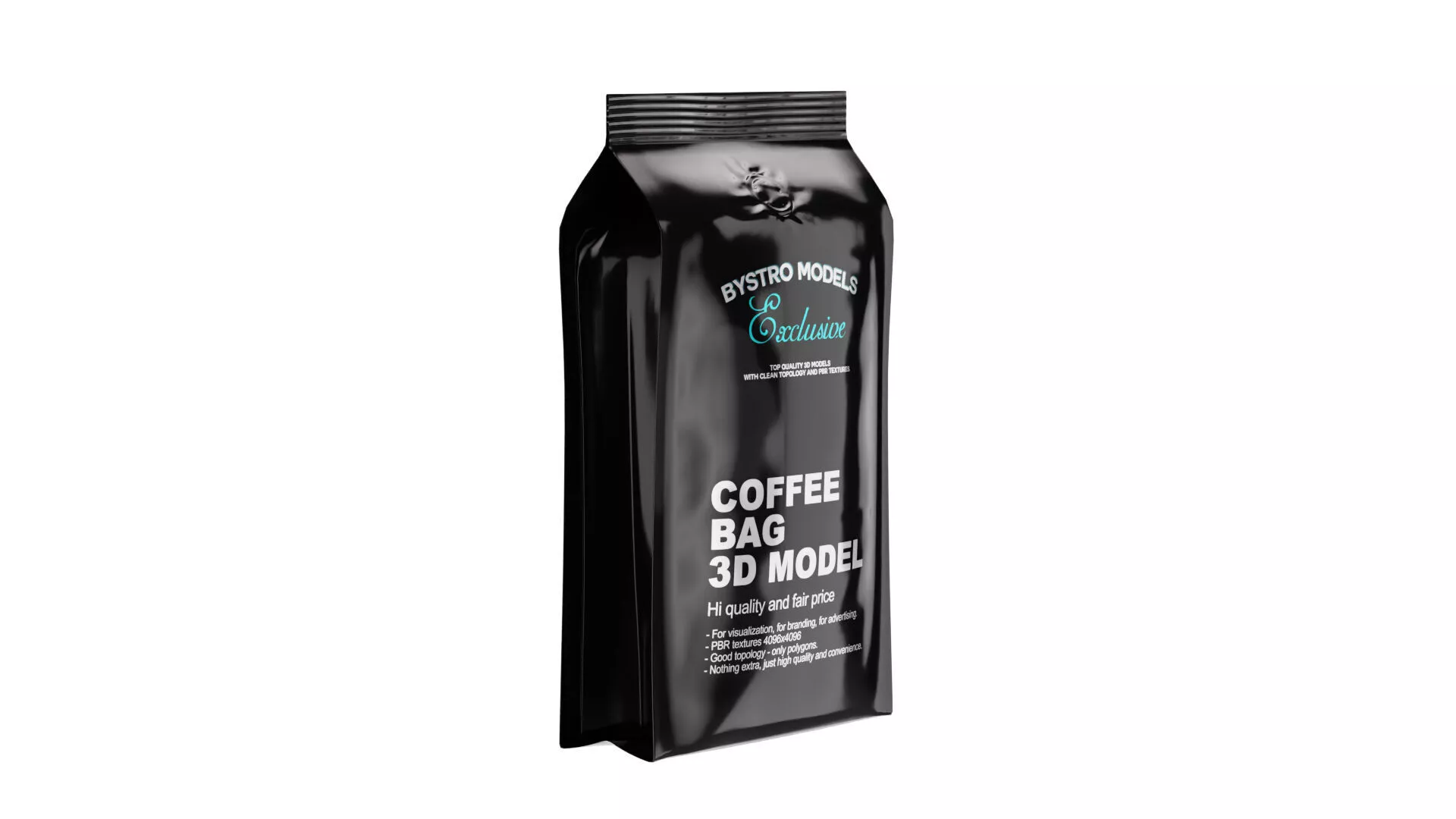 Black Coffee Bag Low-poly 3D model