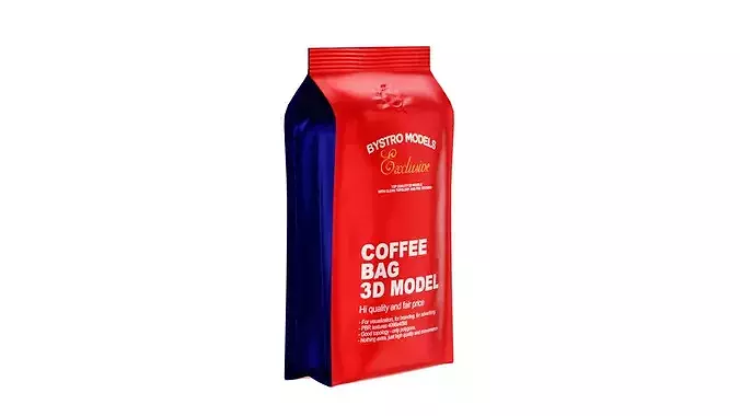 Red Coffee Bag Low-poly 3D model